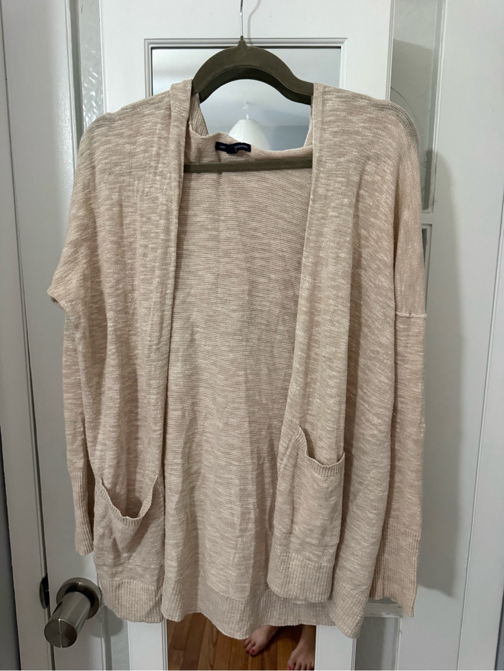 American Eagle Outfitters Light Beige Open-Front Women's Cardigan